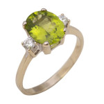 Gouden ring met diamant en Peridoot 